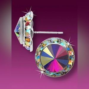Dance Performance Rhinestone Earrings 20mm - Crystal AB Pierced | NEW